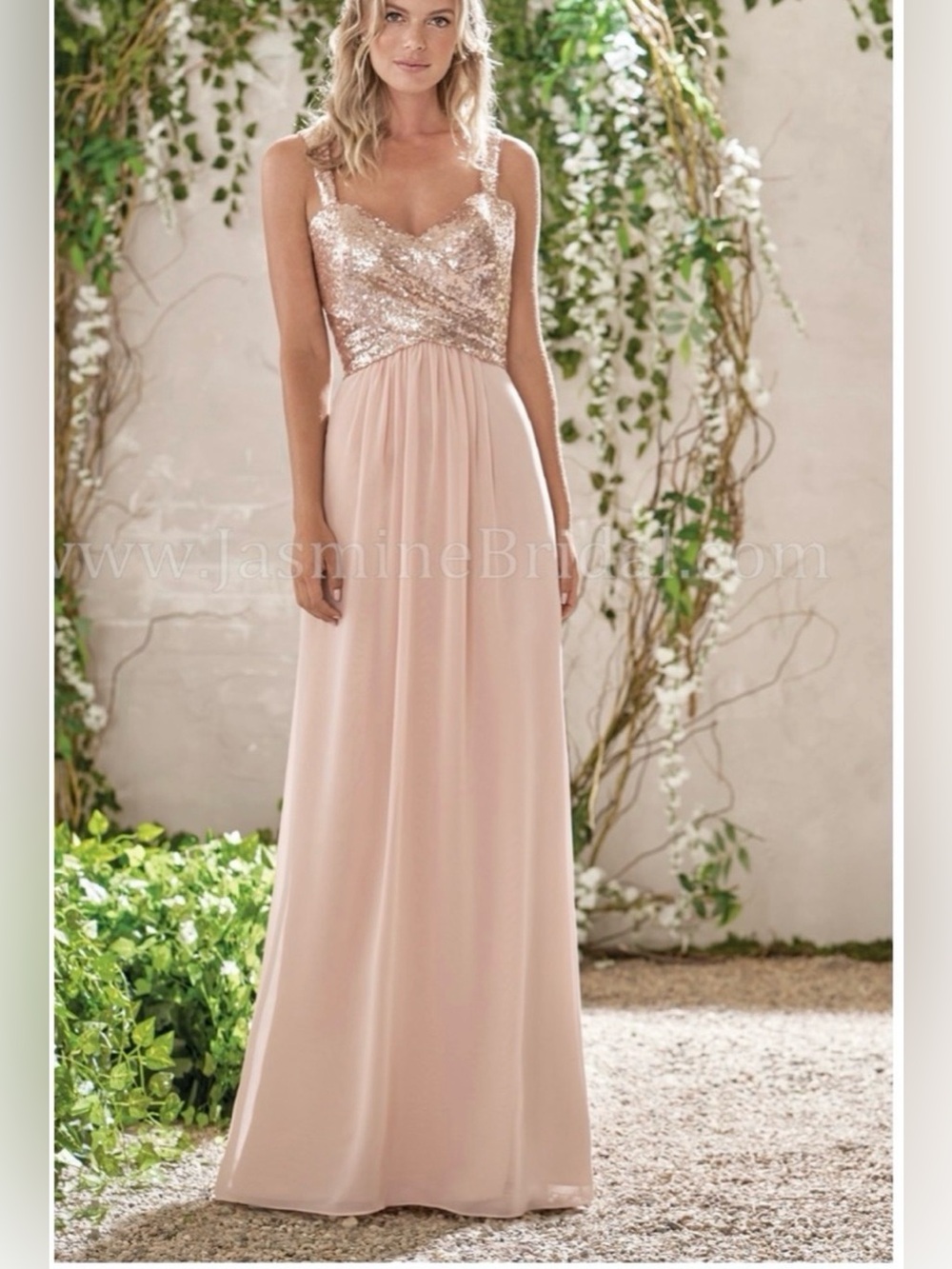 Jasmine Sequin Bodice Maxi Dress in Blush Pink by B2